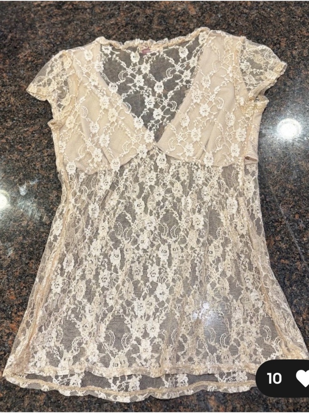 Meghan Nolan V-Neck Ivory Lace Top